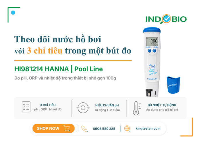 Bút đo ph/ORP/nhiệt độ nước hồ bơi Hanna HI981214 Pool Line